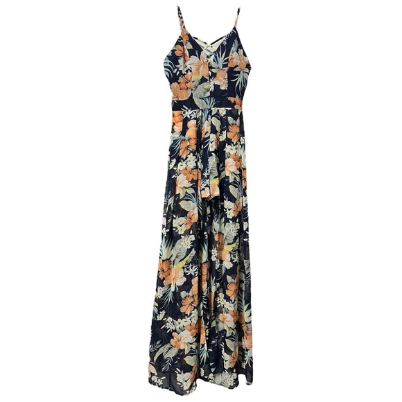 Miss Avenue Blue Tropical Romper Dress Size S - Picture 1 of 11